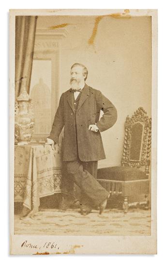 BROWNING, ROBERT. Two photographs, unsigned, each a carte de visite dated in holograph.